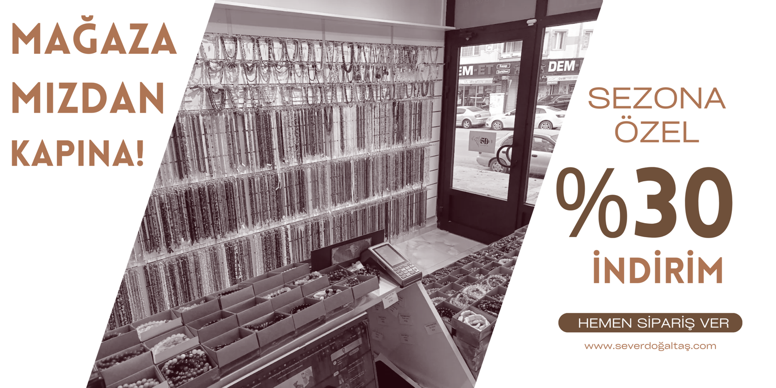 Kahverengi beyaz modern butik giyim indirimi websitesi banner